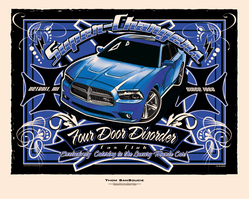 2011-2014 Blue Charger RT Retro Print