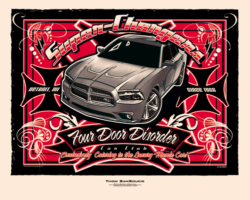 2011-2014 Grey Charger RT Retro Print