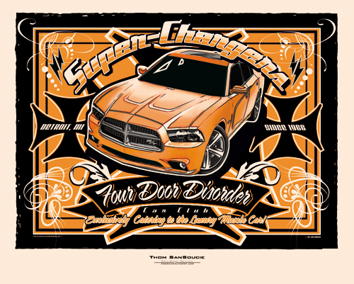 2011-2014 Orange Charger R/T Retro Print